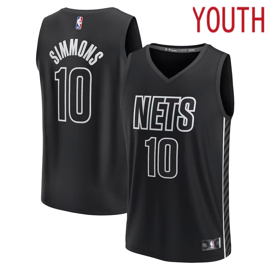 Youth Brooklyn Nets #10 Ben Simmons Fanatics Branded Black Fast Break Player NBA Jersey->youth nba jersey->Youth Jersey